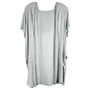 Suzy D London Medium Shrug Linen Open Front Short Sleeve Light Gray‎ Italy 359